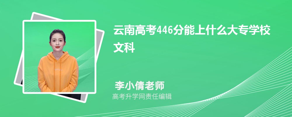 云南高考446分能上什么大专学校2024(文科)